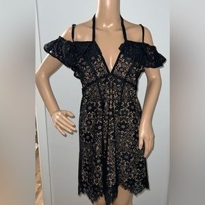 For Love of Lemons Black Rosemary Mini Dress Size Large